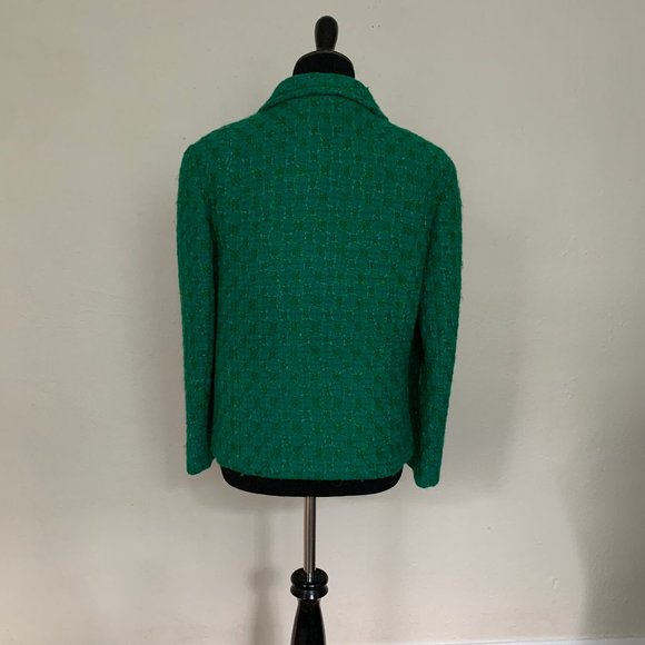 Vintage 60s emerald green tweed jacket sz M - Picture 4 of 5